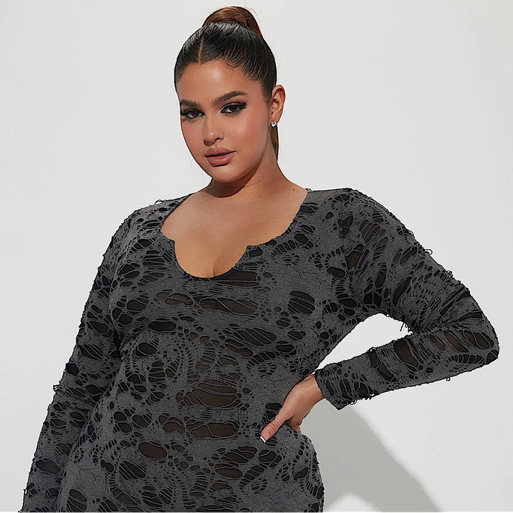 Distressed Bodycon Maxi Dress 😍 | FASHIONNOVA Plus Size XL - 1X